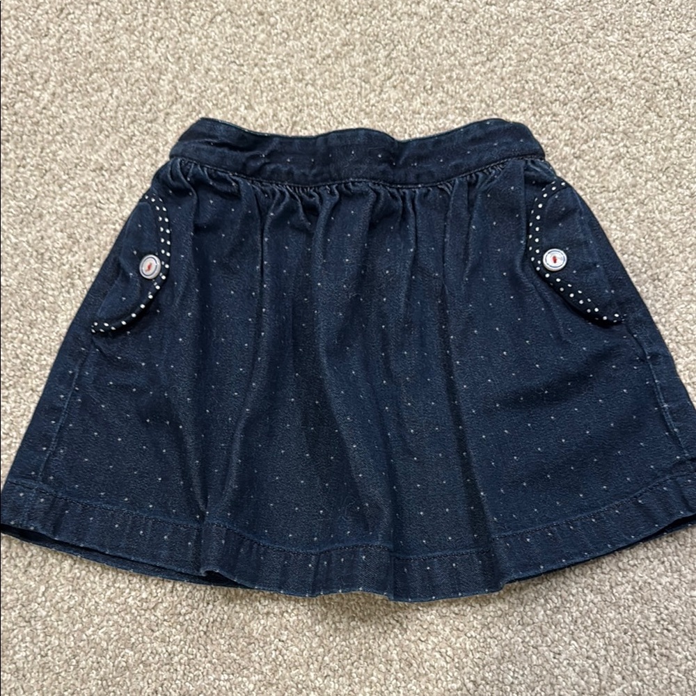 Brooks Brothers Denim Skirt with Polka Dot Accents
